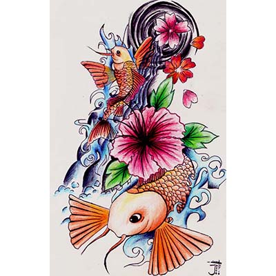 Traditional Japanese designs Fake Temporary Water Transfer Tattoo Stickers NO.10412